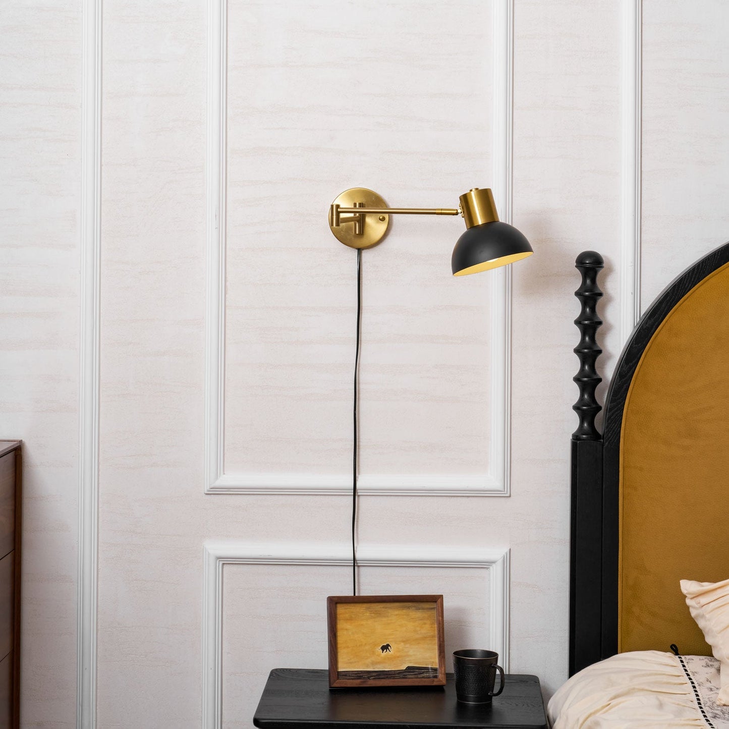 Adjustable Arm Wall Lamp with USB Charging and Dimmable LED Light