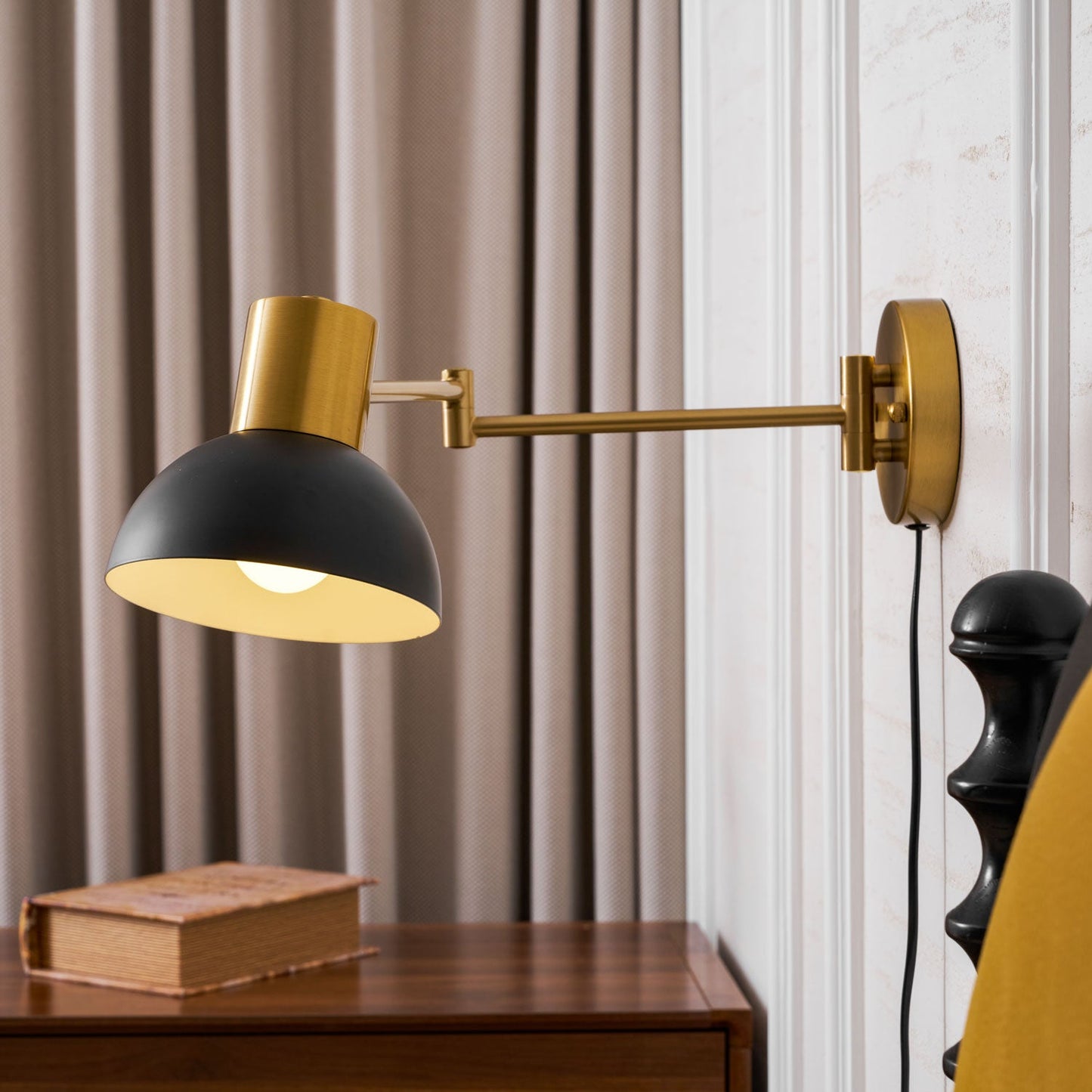 Adjustable Arm Wall Lamp with USB Charging and Dimmable LED Light
