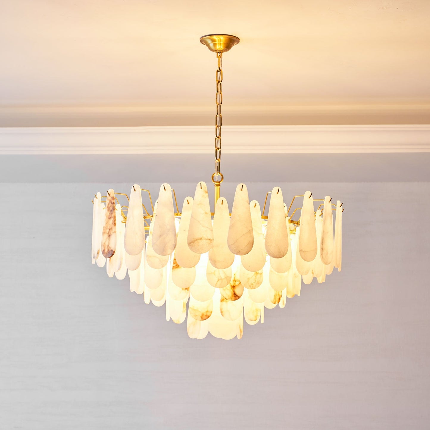 Leon Alabaster Chandelier - Elegant Design with Adjustable Height & LE