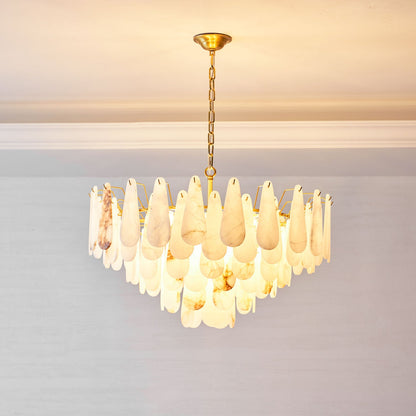 Leon Alabaster Chandelier - Elegant Design with Adjustable Height & LE