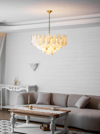 Leon Alabaster Chandelier - Elegant Design with Adjustable Height & LE