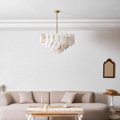 Leon Alabaster Chandelier - Elegant Design with Adjustable Height & LE