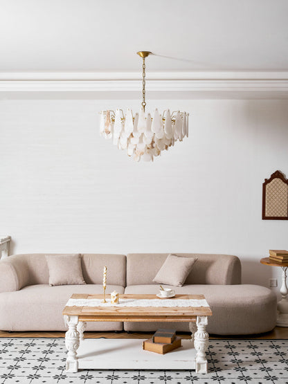 Leon Alabaster Chandelier - Elegant Design with Adjustable Height & LE