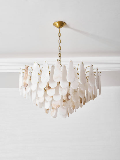 Leon Alabaster Chandelier - Elegant Design with Adjustable Height & LE
