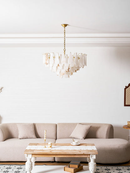 Leon Alabaster Chandelier - Elegant Design with Adjustable Height & LE