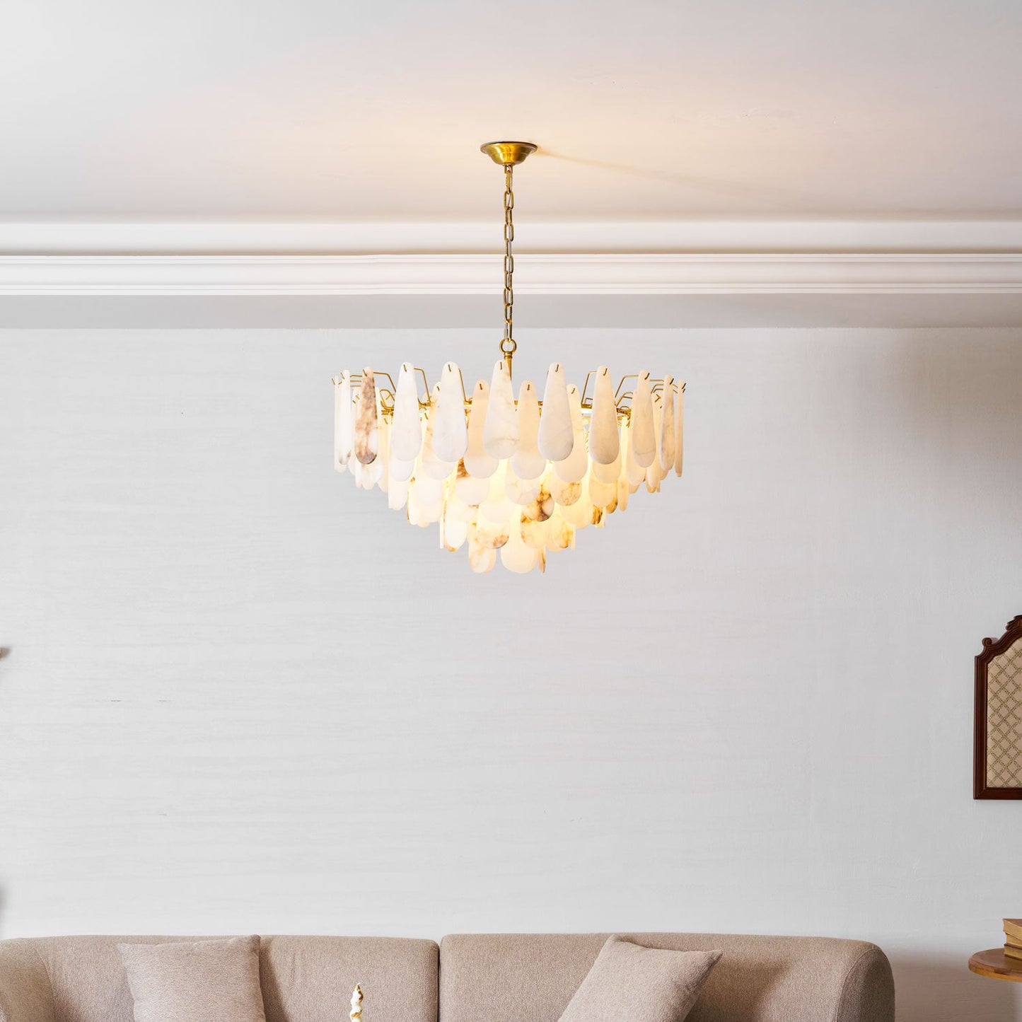 Leon Alabaster Chandelier - Elegant Design with Adjustable Height & LE