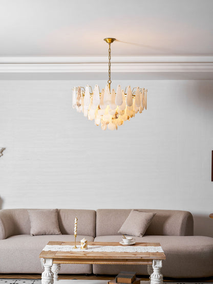 Leon Alabaster Chandelier - Elegant Design with Adjustable Height & LE