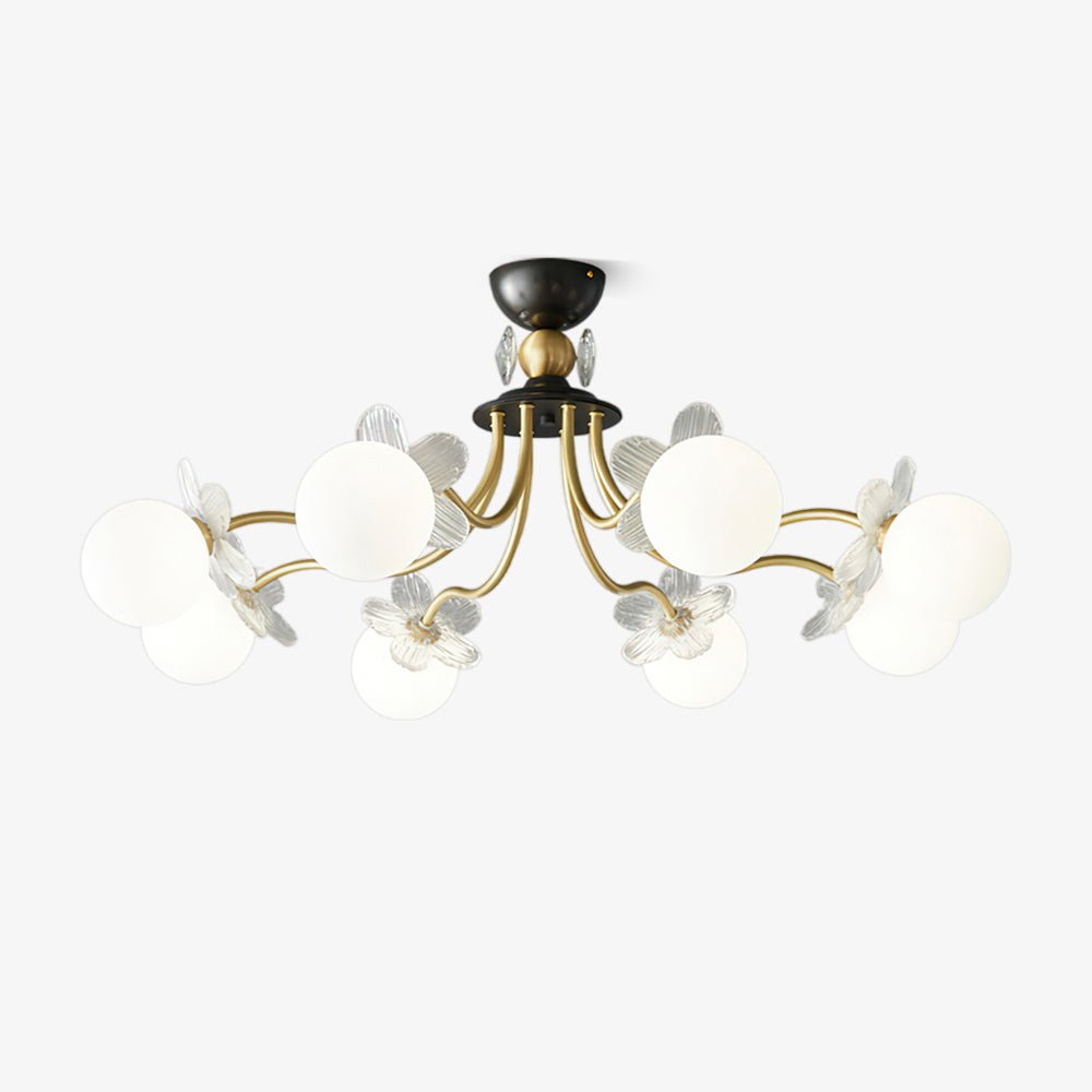 Elegant Blossom Glass Chandelier - Crystal Accents & Adjustable Height