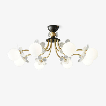 Elegant Blossom Glass Chandelier - Crystal Accents & Adjustable Height
