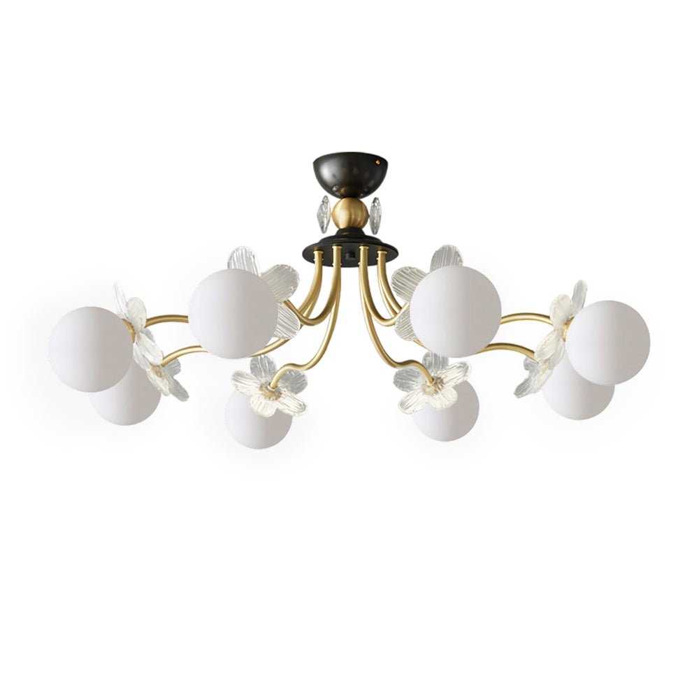 Elegant Blossom Glass Chandelier - Crystal Accents & Adjustable Height