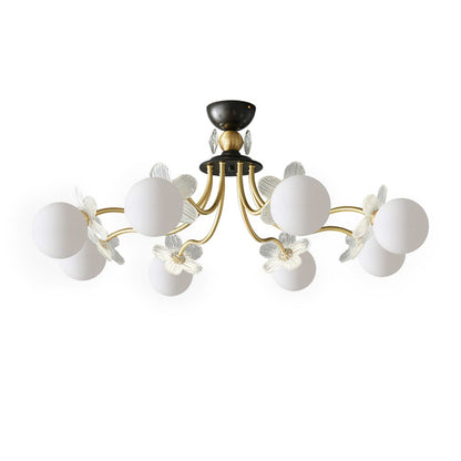 Elegant Blossom Glass Chandelier - Crystal Accents & Adjustable Height