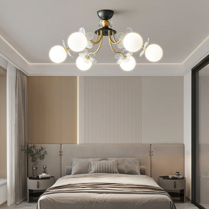 Elegant Blossom Glass Chandelier - Crystal Accents & Adjustable Height