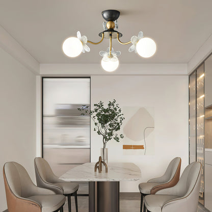Elegant Blossom Glass Chandelier - Crystal Accents & Adjustable Height
