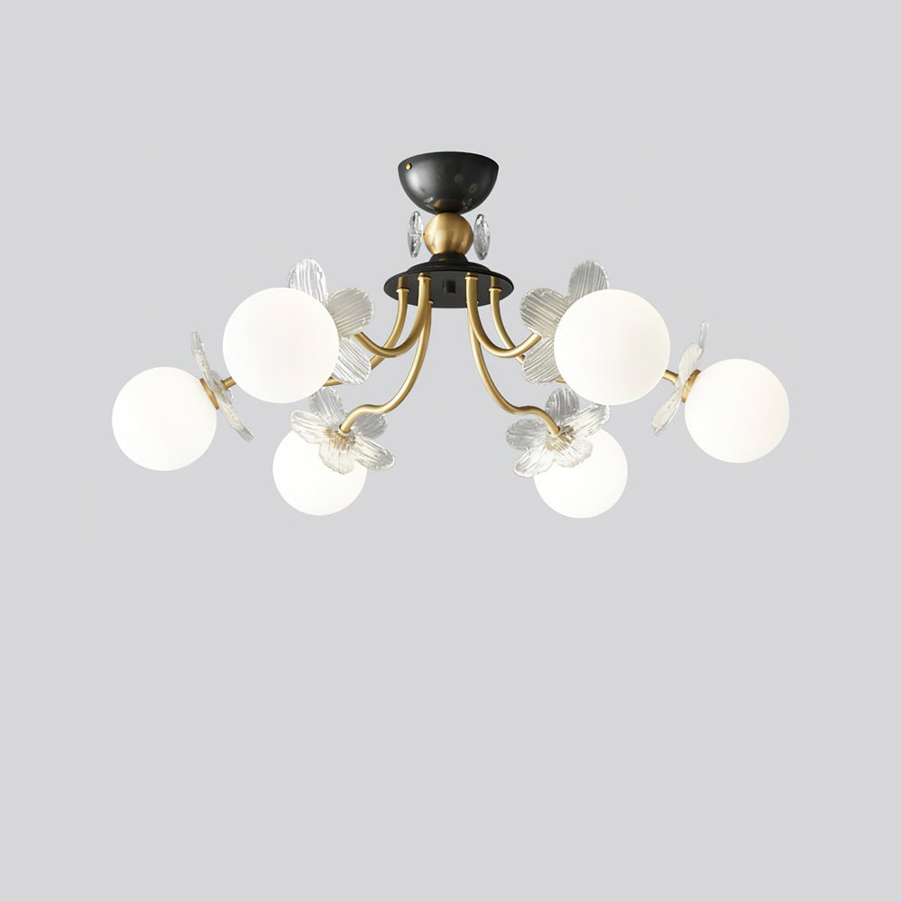 Elegant Blossom Glass Chandelier - Crystal Accents & Adjustable Height
