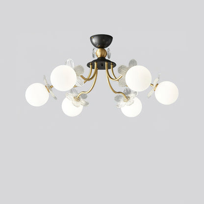 Elegant Blossom Glass Chandelier - Crystal Accents & Adjustable Height