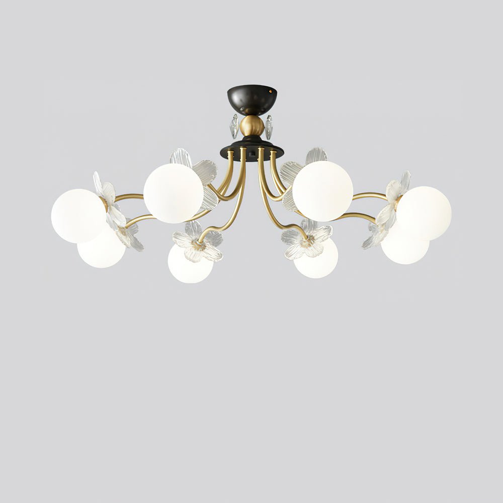 Elegant Blossom Glass Chandelier - Crystal Accents & Adjustable Height