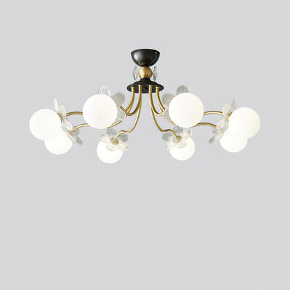 Elegant Blossom Glass Chandelier - Crystal Accents & Adjustable Height