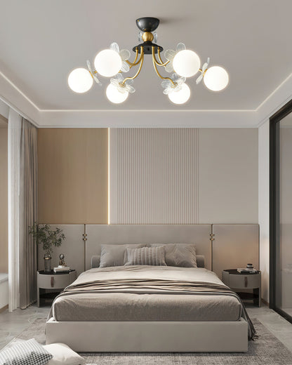 Elegant Blossom Glass Chandelier - Crystal Accents & Adjustable Height