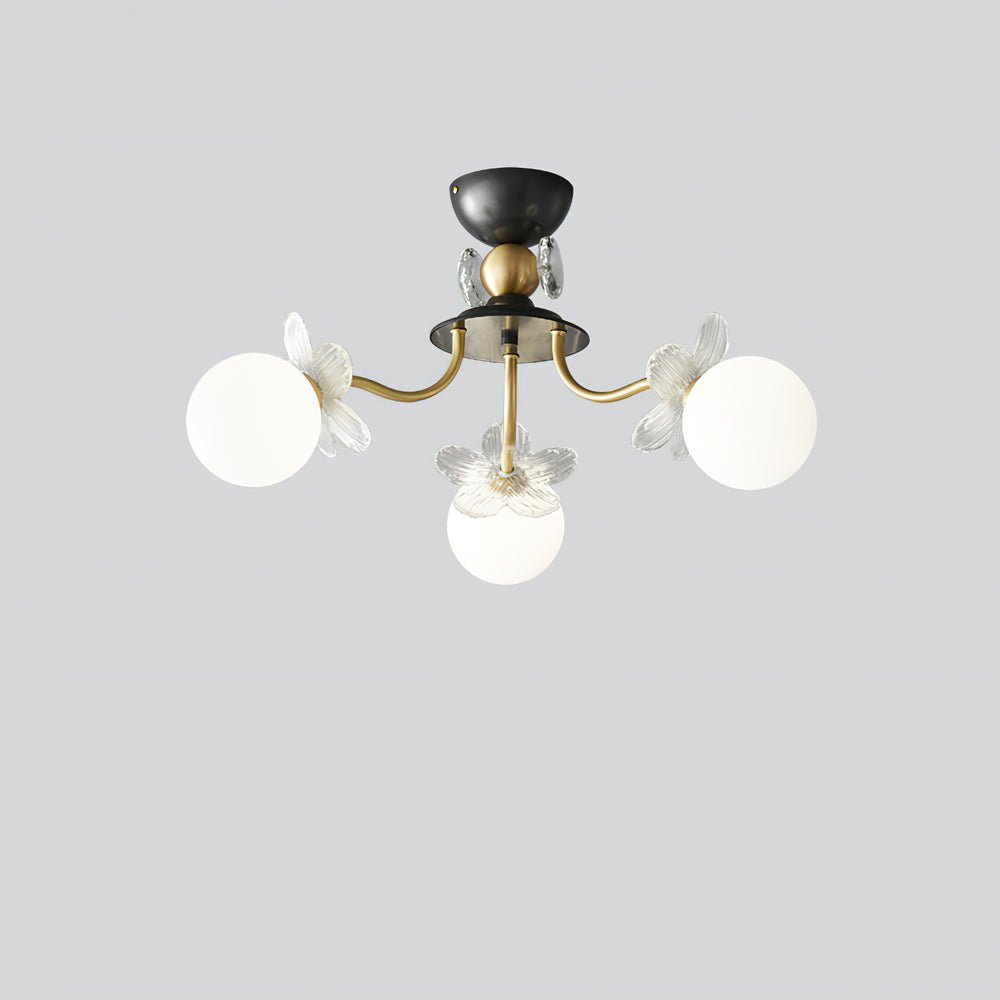 Elegant Blossom Glass Chandelier - Crystal Accents & Adjustable Height