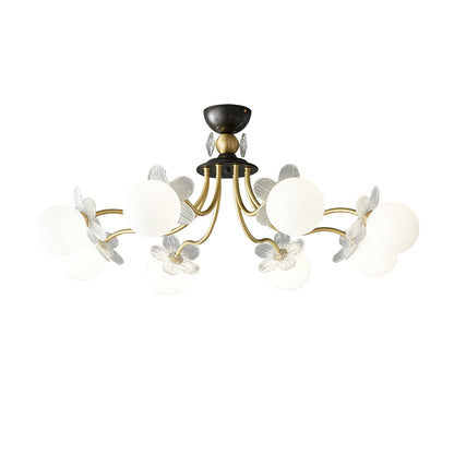 Elegant Blossom Glass Chandelier - Crystal Accents & Adjustable Height