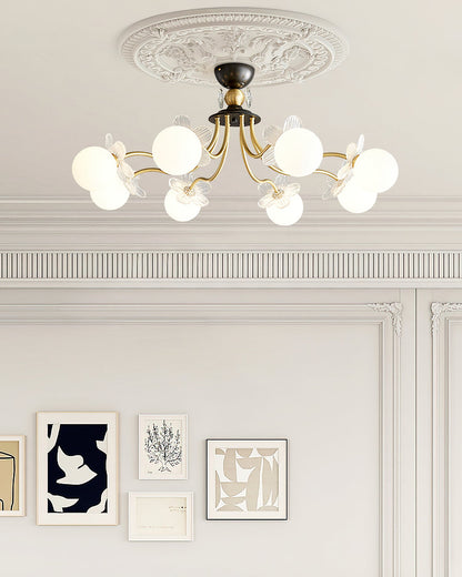 Elegant Blossom Glass Chandelier - Crystal Accents & Adjustable Height