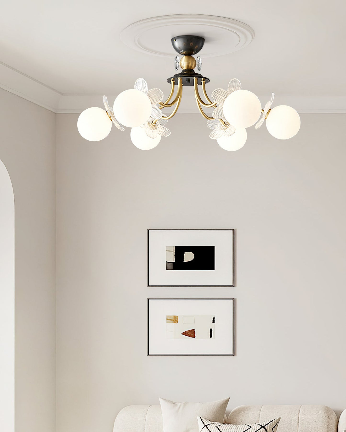 Elegant Blossom Glass Chandelier - Crystal Accents & Adjustable Height