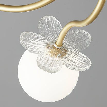 Elegant Blossom Glass Chandelier - Crystal Accents & Adjustable Height