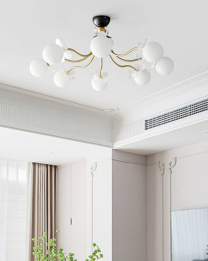Elegant Blossom Glass Chandelier - Crystal Accents & Adjustable Height