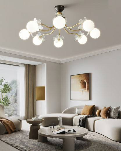 Elegant Blossom Glass Chandelier - Crystal Accents & Adjustable Height