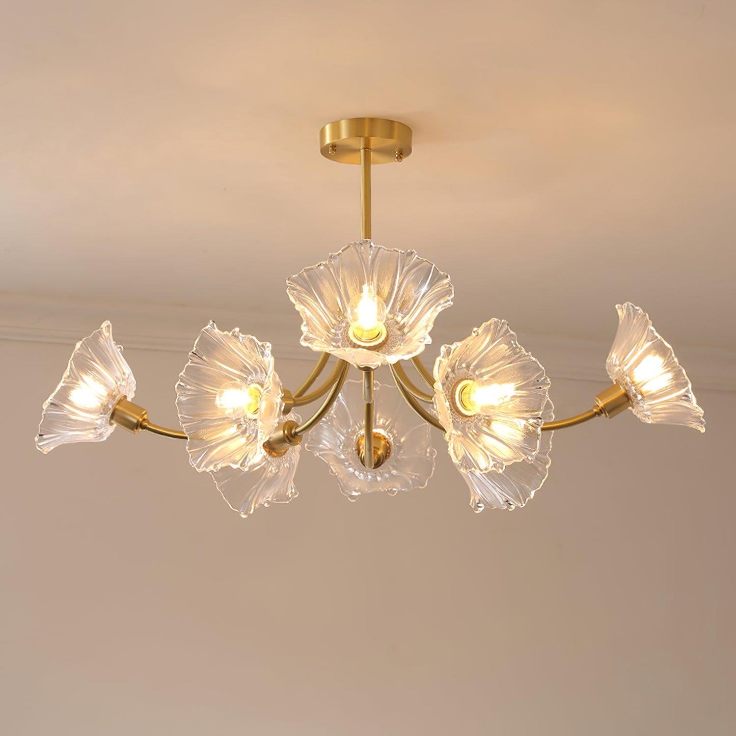 Kalin Flower Glass Chandelier - Elegant Design, Adjustable Height