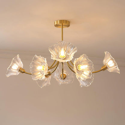Kalin Flower Glass Chandelier - Elegant Design, Adjustable Height