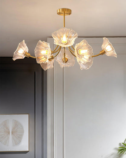 Kalin Flower Glass Chandelier - Elegant Design, Adjustable Height