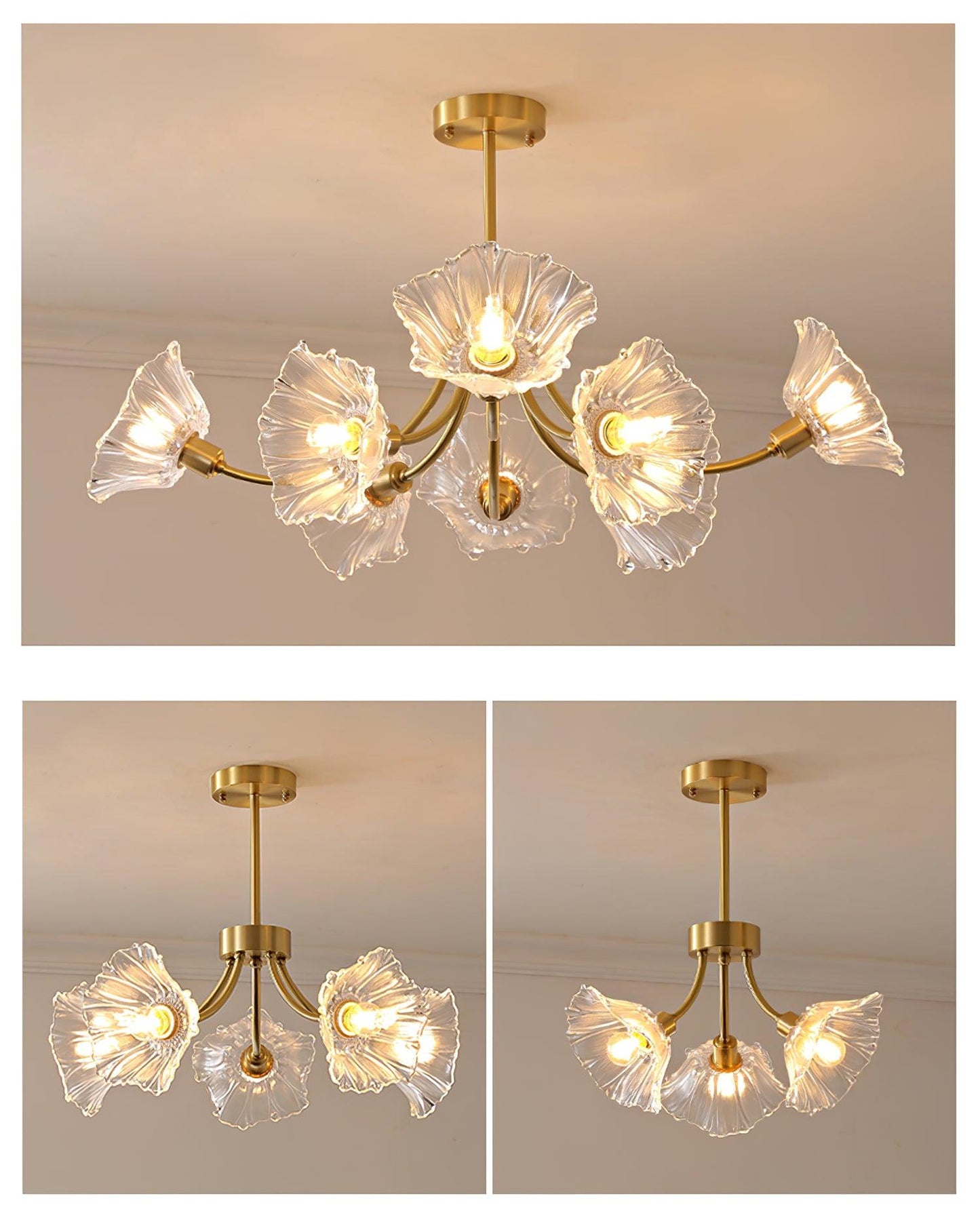 Kalin Flower Glass Chandelier - Elegant Design, Adjustable Height