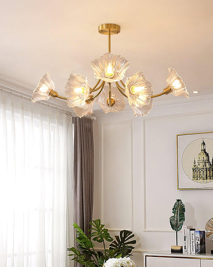 Kalin Flower Glass Chandelier - Elegant Design, Adjustable Height
