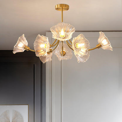 Kalin Flower Glass Chandelier - Elegant Design, Adjustable Height