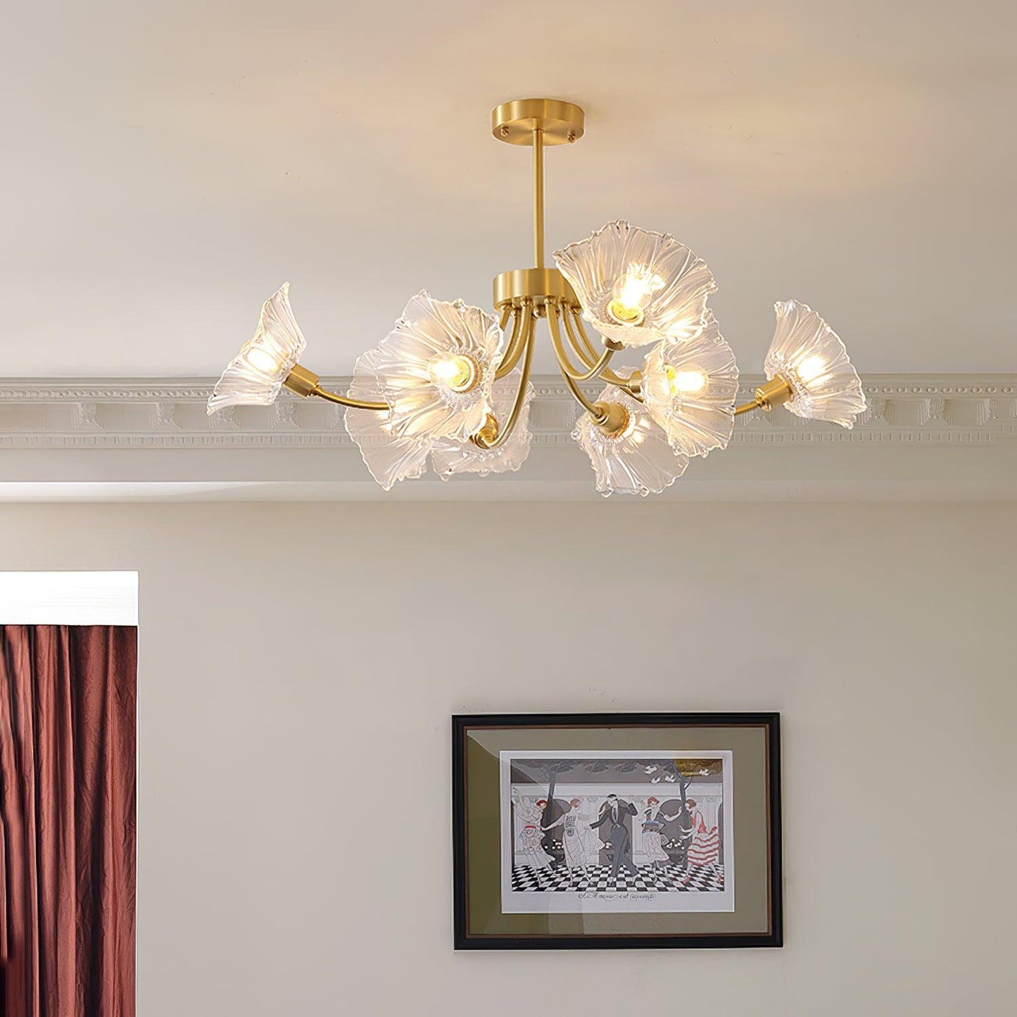 Kalin Flower Glass Chandelier - Elegant Design, Adjustable Height