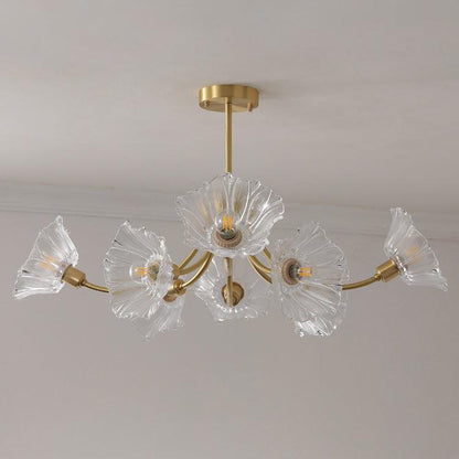 Kalin Flower Glass Chandelier - Elegant Design, Adjustable Height