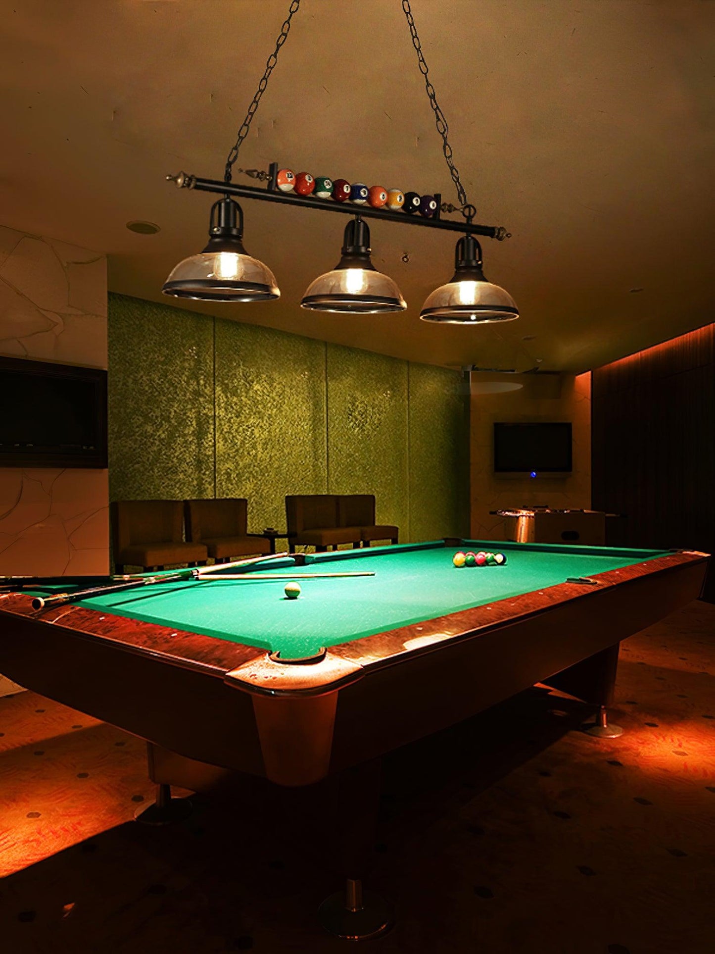 Kasha Billiard Chandelier - Elegant Lighting with Adjustable Height &