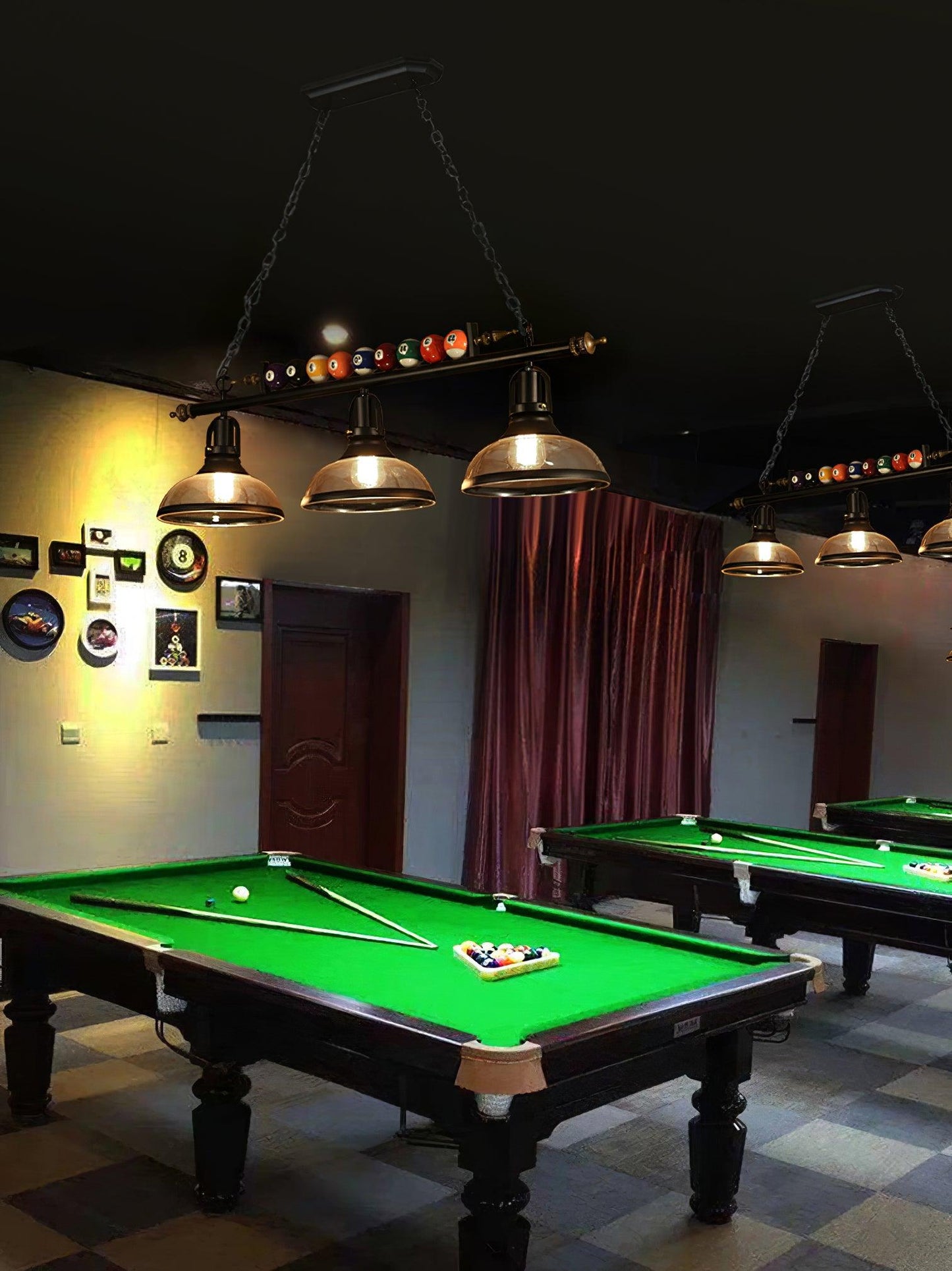 Kasha Billiard Chandelier - Elegant Lighting with Adjustable Height &