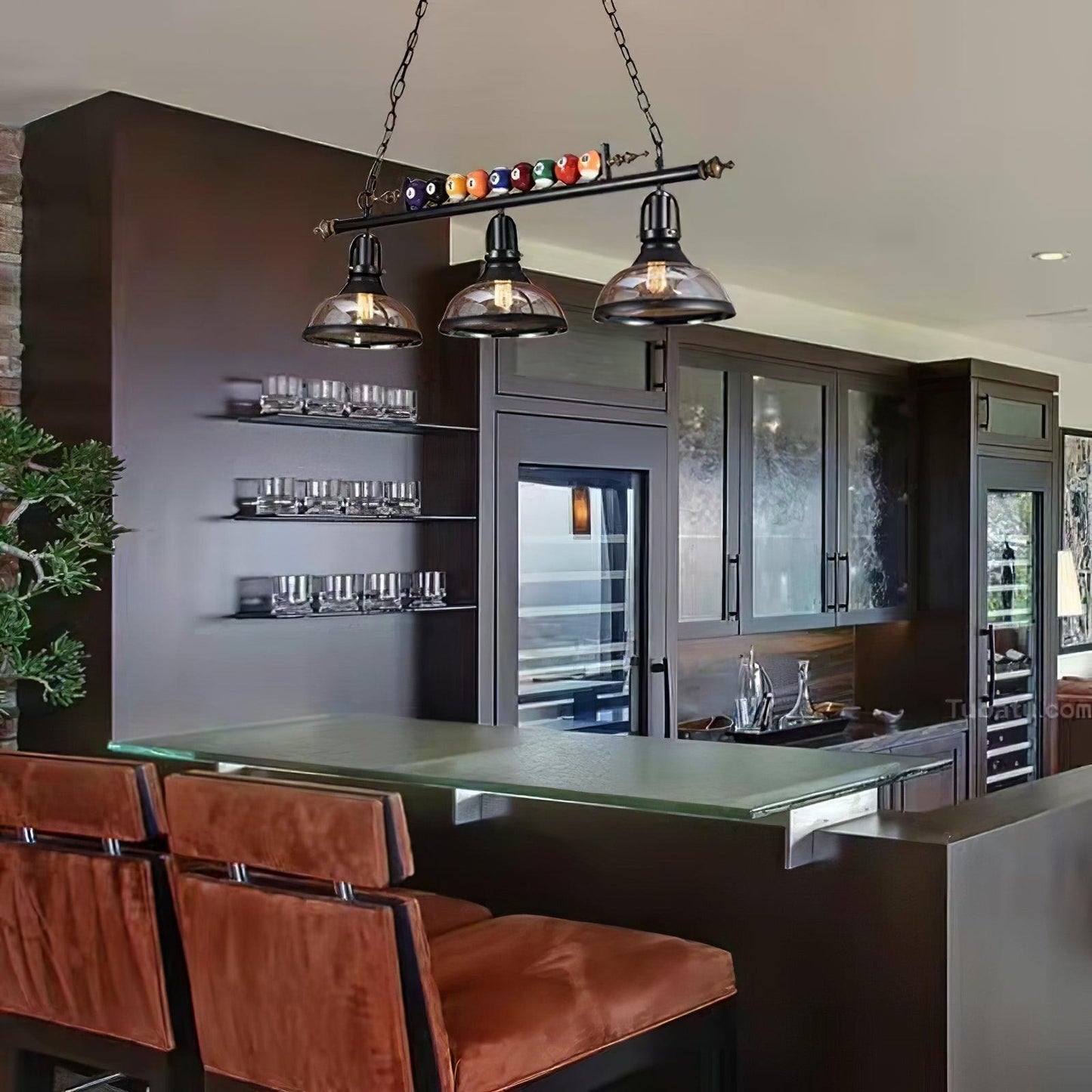 Kasha Billiard Chandelier - Elegant Lighting with Adjustable Height &