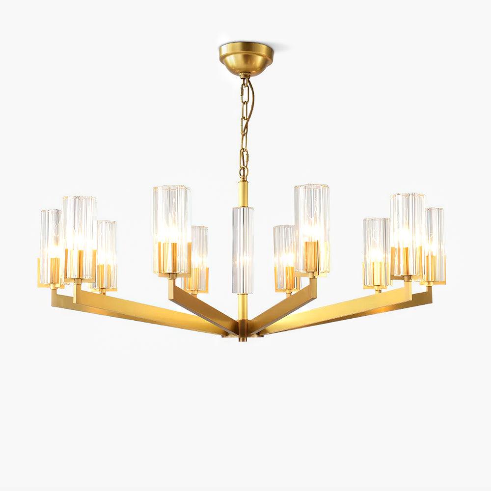 Kayla Brass Chandelier - Elegant Design with Adjustable Height & Dimma