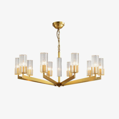 Kayla Brass Chandelier - Elegant Design with Adjustable Height & Dimma