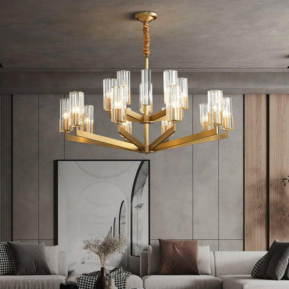 Kayla Brass Chandelier - Elegant Design with Adjustable Height & Dimma
