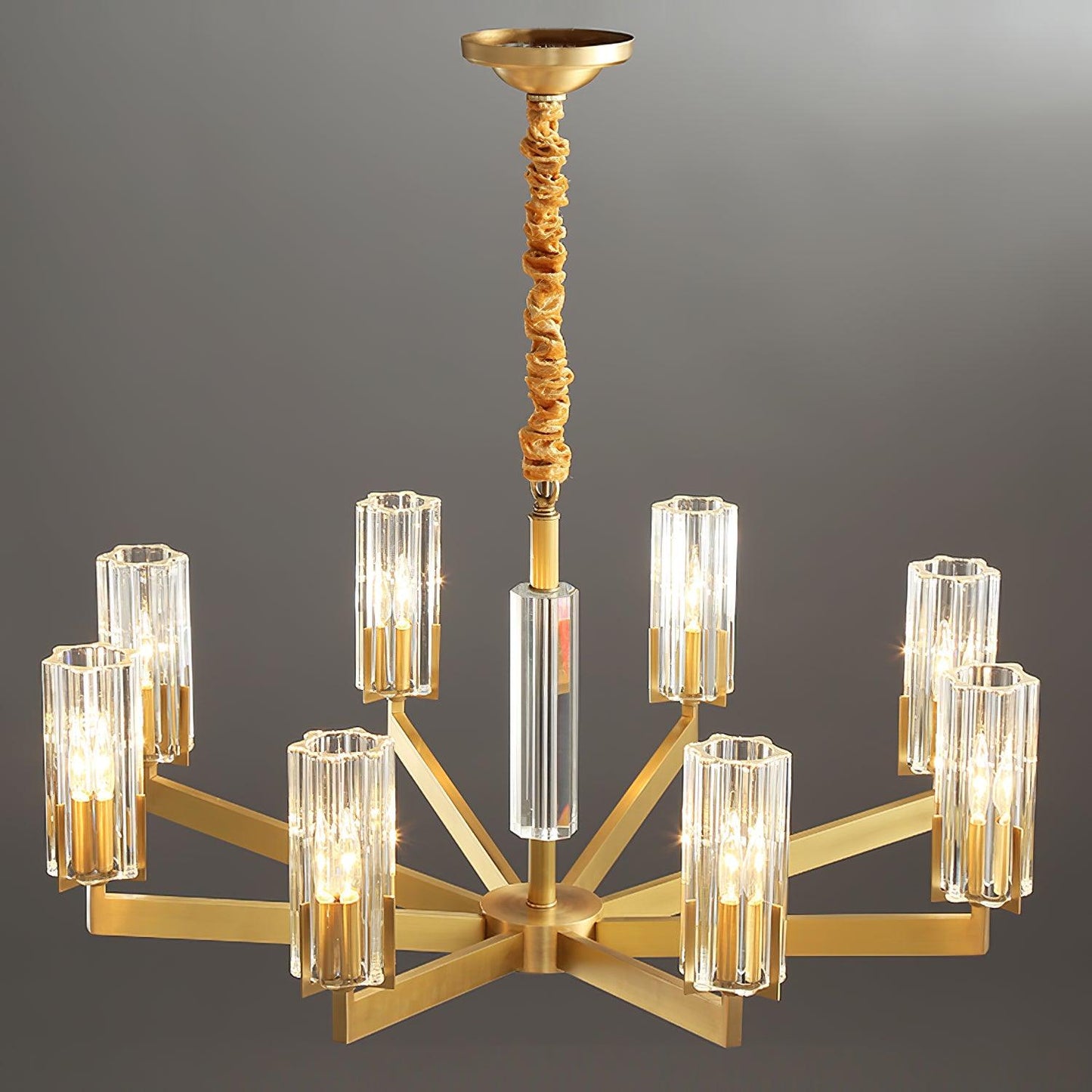 Kayla Brass Chandelier - Elegant Design with Adjustable Height & Dimma