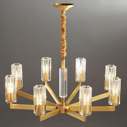 Kayla Brass Chandelier - Elegant Design with Adjustable Height & Dimma
