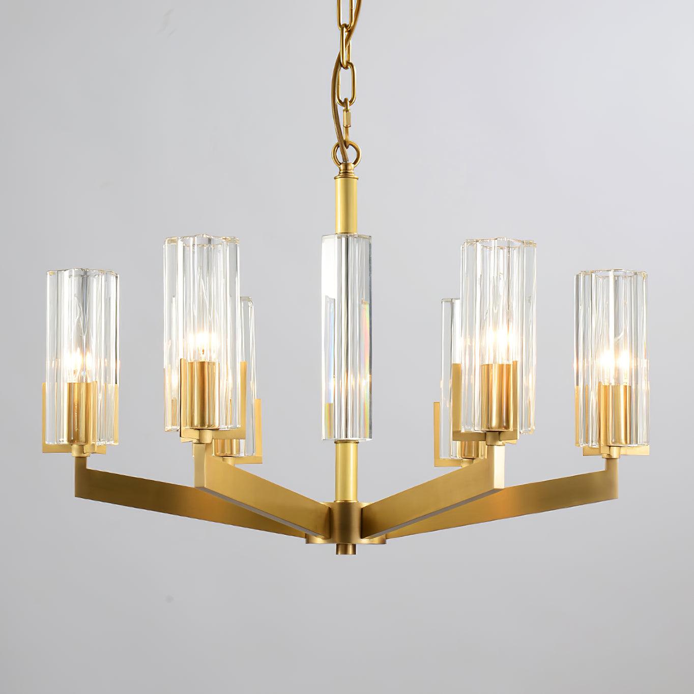 Kayla Brass Chandelier - Elegant Design with Adjustable Height & Dimma