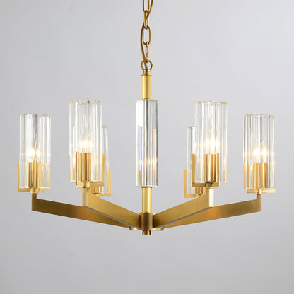 Kayla Brass Chandelier - Elegant Design with Adjustable Height & Dimma