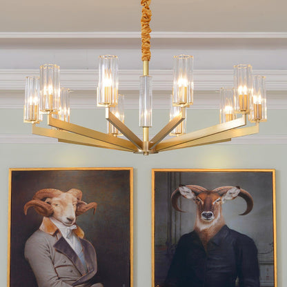 Kayla Brass Chandelier - Elegant Design with Adjustable Height & Dimma