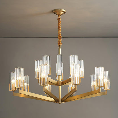 Kayla Brass Chandelier - Elegant Design with Adjustable Height & Dimma