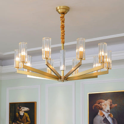 Kayla Brass Chandelier - Elegant Design with Adjustable Height & Dimma
